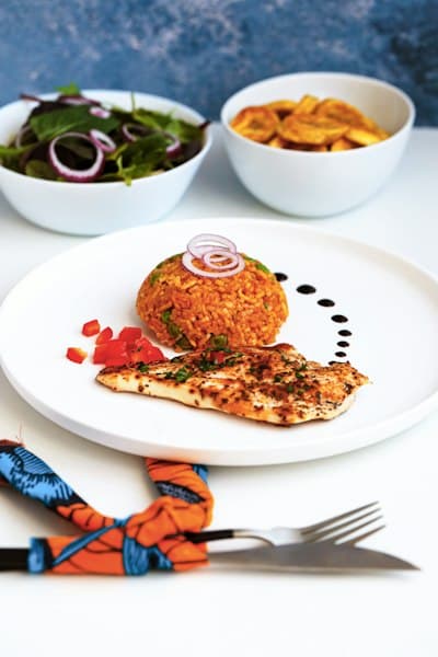 A plated food order ready for delivery