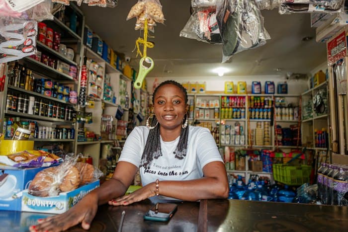 Vendor preparing an order in their shop