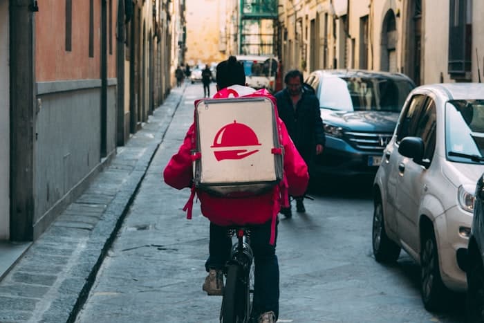 Customer receiving their delivery at the door